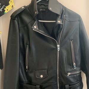 Zara basics leather jacket. WORN ONCE.